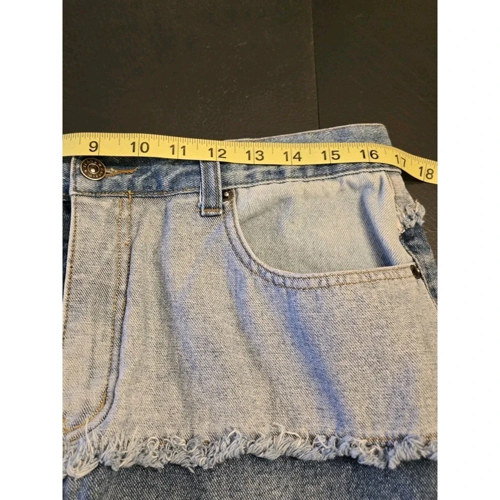 Zana Di Women's Wide-Leg Colorblock Fringe Blue Denim Jeans Size 13 Hippy Boho - Picture 4 of 8